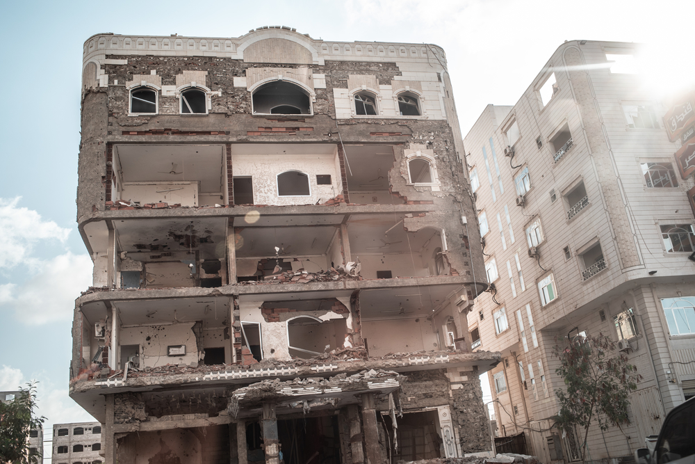 A destroyed building in Aden