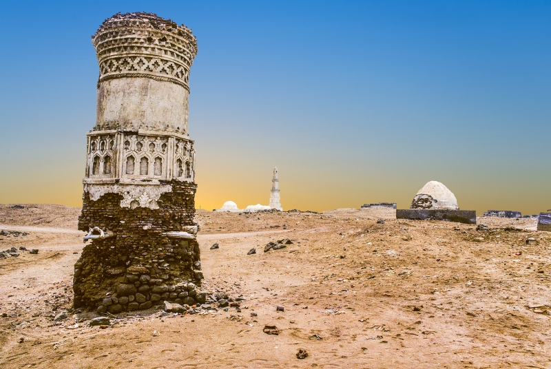 Old abandoned ruins in the desert in Mocha
